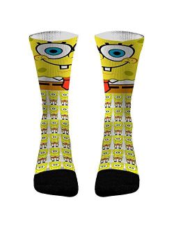 SpongeBob Squarepants Athletic Compression Socks | Dri-Fit Mid-Calf Crew Socks