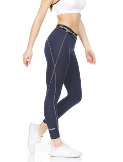 Thermajane Women Compression Pants - Athletic Tights- Leggings for Yoga, Running, Workout and Sports (Large, Navy)