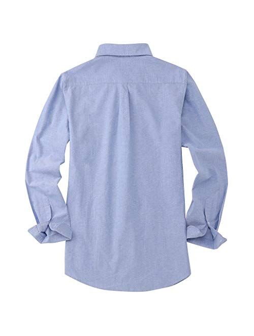 P.S.M Mens Dress Shirts Regular Fit Oxford Long Sleeve with Pocket