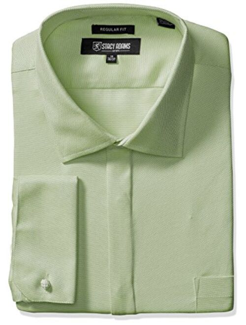 STACY ADAMS Men's Big and Tall Textured Solid Dress Shirt With French Cuff