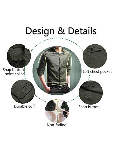 XTAPAN Men's Casual Slim Fit Shirt Cotton Long Sleeve Button Down Dress Shirt