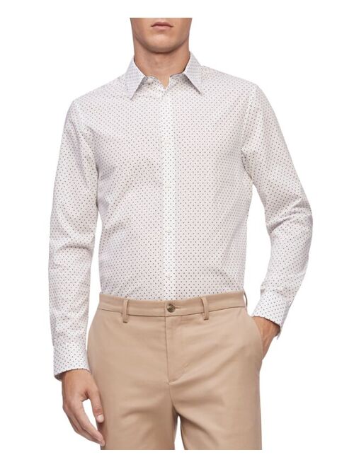 Calvin Klein Plus Men's Stretch Cotton Geo-Print Shirt, White, 2XL
