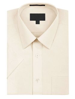 Omega Men's Short Sleeve Dress Shirt (Ivory, L)