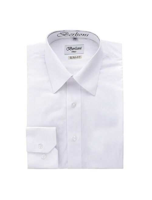 Berlioni Men's Slim Fit Modern Fit Button Up Dress Shirt White X-Large 34/35