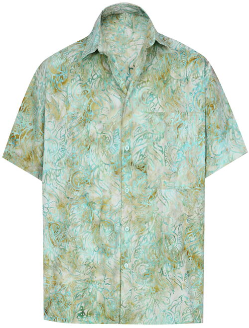 Hawaiian Shirt Mens Beach Aloha Camp Party Holiday Short Sleeve Pocket Allover Hand Paint Cotton B
