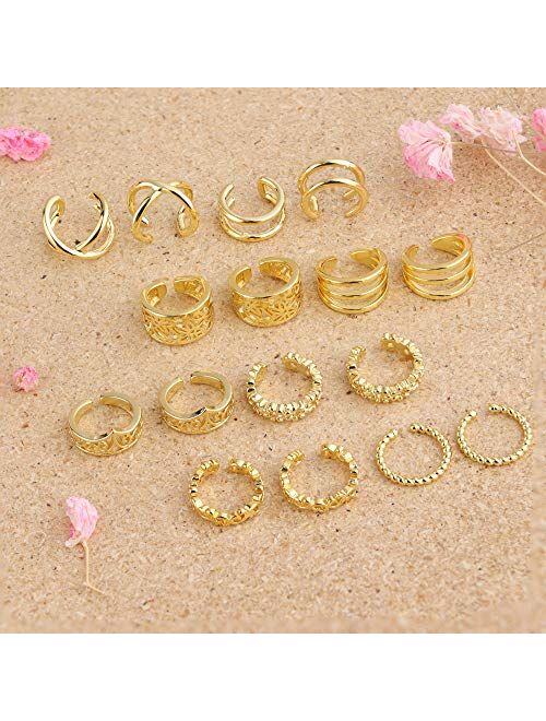 ORAZIO 8 Pairs Ear Cuff Earrings Helix Cartilage Lip Clip On Wrap Earrings Non-piercing Fake Nose Ring Adjustable Fashion Jewelry for Women