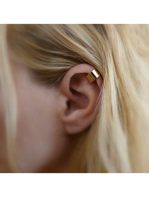 LAURITAMI CZ Fake Cartilage Earring Stainless Steel Faux Ear Cuff Huggie Piercing Non Pierced Ear Clip for Women Girls
