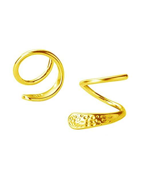 Cinlan S925 Sterling Silver Minimalist Earrings Cartilage Ear Piercing Wrap Earring Studs For Women Girls