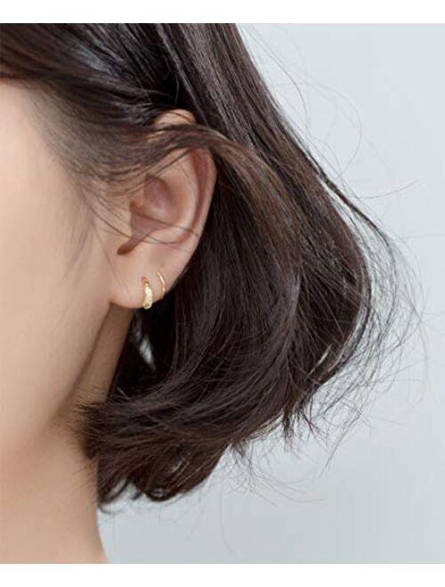Cinlan S925 Sterling Silver Minimalist Earrings Cartilage Ear Piercing Wrap Earring Studs For Women Girls