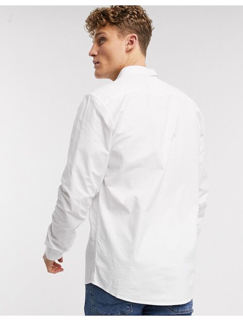 River Island long sleeve regular fit oxford shirt in white