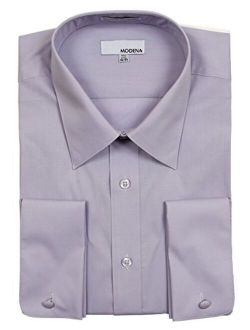 Modena Mens Regular & Contemporary (Slim) Fit French Cuff Solid Dress Shirt Colors