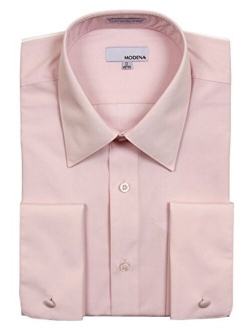 Modena Mens Regular & Contemporary (Slim) Fit French Cuff Solid Dress Shirt Colors