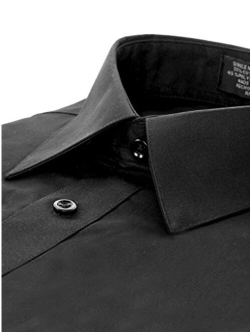 Marquis Men's Regular Fit Solid French Cuff With Dress Shirt (Cufflinks Included)