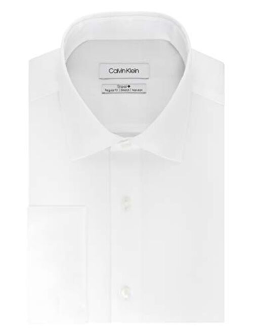 Calvin Klein Men's Stretch Dress Shirts With French Cuff Non Iron Regular Fit