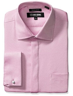 Men's Textured Solid Dress Shirt With French Cuff