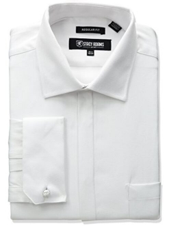 Men's Textured Solid Dress Shirt With French Cuff