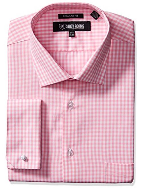STACY ADAMS Men's Gingham Check Dress Shirt With French Cuff
