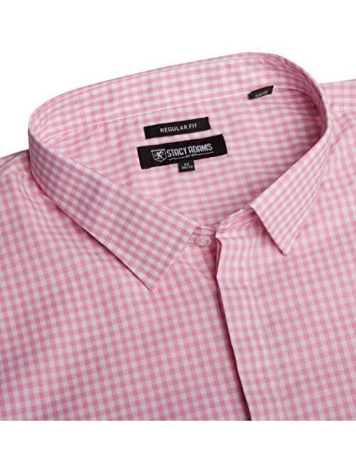 Stacy Adams Men's Big and Tall Gingham Check Dress Shirt With French Cuff