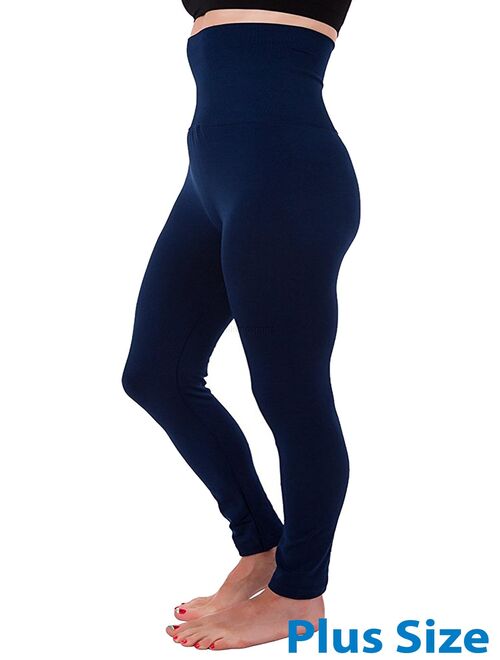 Tummy Control High Waist Compression Legging Top Pants Fleece Lined Plus Size XL 2XL