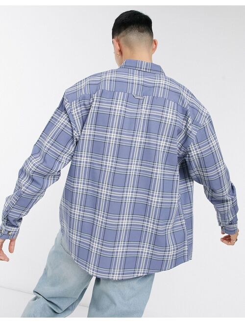 ASOS DESIGN 90s oversized check shirt in blue tartan