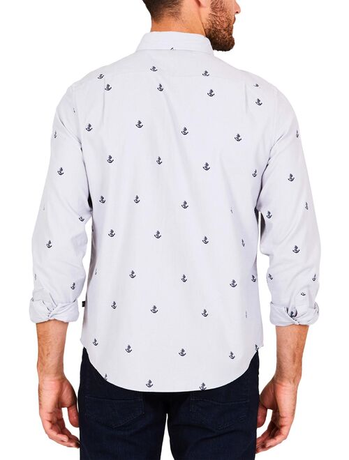 Nautica Mens Anchor Print Classic Fit Button-Down Shirt Gray XXL