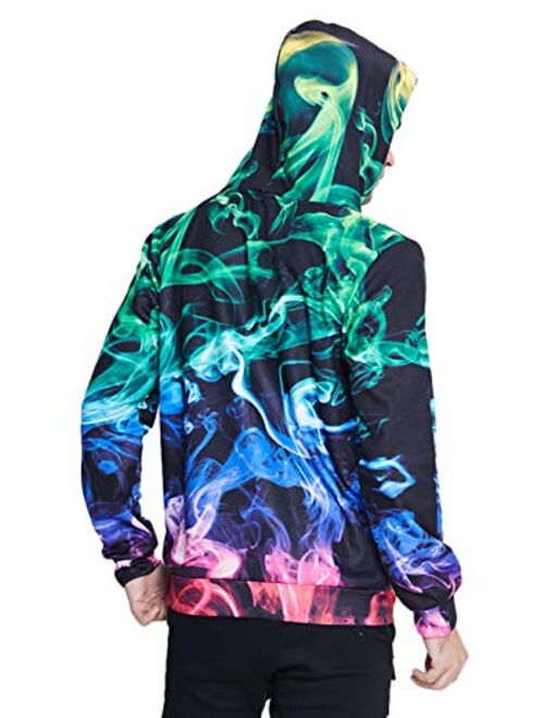 RAISEVERN Unisex 3D Graphic Printed Fleece Hoodies Pullover Long Sleeve Hooded Sweatshirts