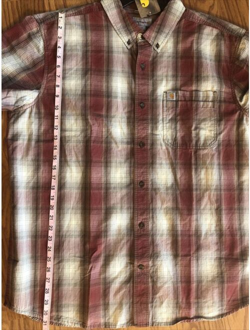Carhartt Mens 2XL Check Plaid Short Sleeve Button Front Camp Shirt - NWT