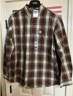 Red Plaid Button Front Relaxed Fit Shirt Mens Large New With Tags
