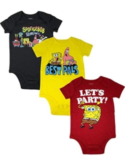 Nickelodeon Spongebob Squarepants Baby Boys 3 Pack Bodysuits