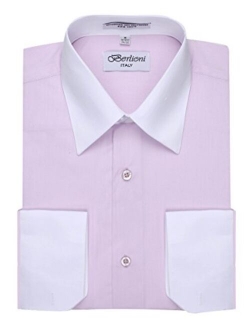 Men's Two Toned Dress Shirt with Convertible Faux French Cuffs - Many Colors