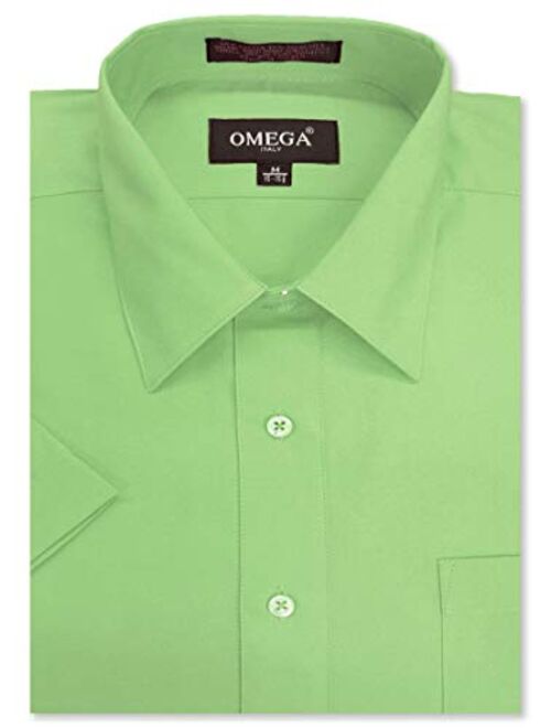 OmegaTux Mens Short Sleeve Solid Color Dress Shirts