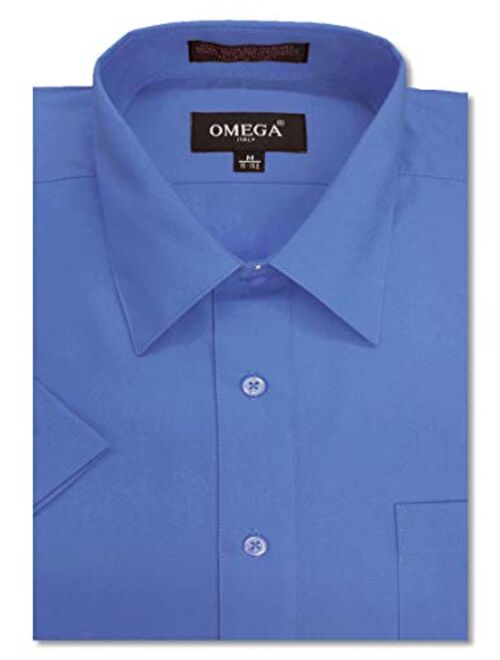 OmegaTux Mens Short Sleeve Solid Color Dress Shirts