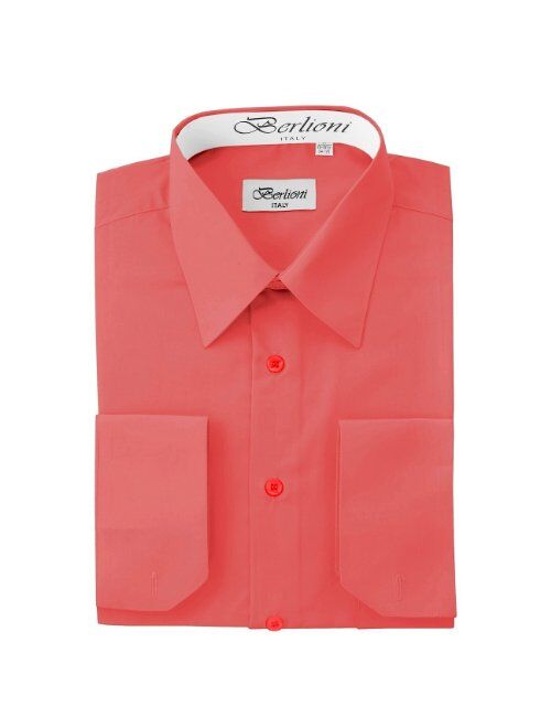 Berlioni Italy French Convertible Cuff Solid Mens Dress Shirt