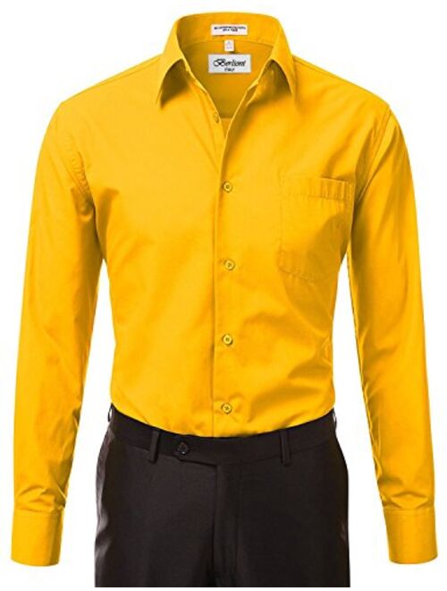 Berlioni Italy Men's Long Sleeve Solid Premium Dress Shirt