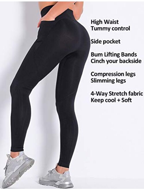 MANIFIQUE Womens Seamless Leggings High Waisted Workout Tight Leggings Gym Yoga Pants Tummy Control Sports Compression