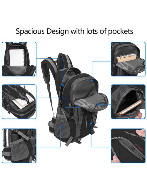 30L Waterproof Backpack, Lightweight Daypack School Book Bag Rucksack for Travel Hiking Camping