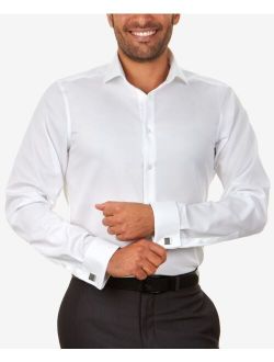 Men's Slim-Fit Non-Iron Performance Herringbone French Cuff Long Sleeve Dress Shirt