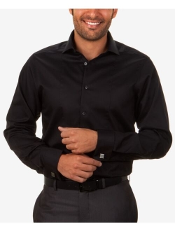 Men's Slim-Fit Non-Iron Performance Herringbone French Cuff Long Sleeve Dress Shirt