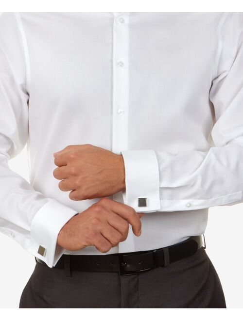 Calvin Klein Men's Slim-Fit Non-Iron Performance Herringbone French Cuff Long Sleeve Dress Shirt
