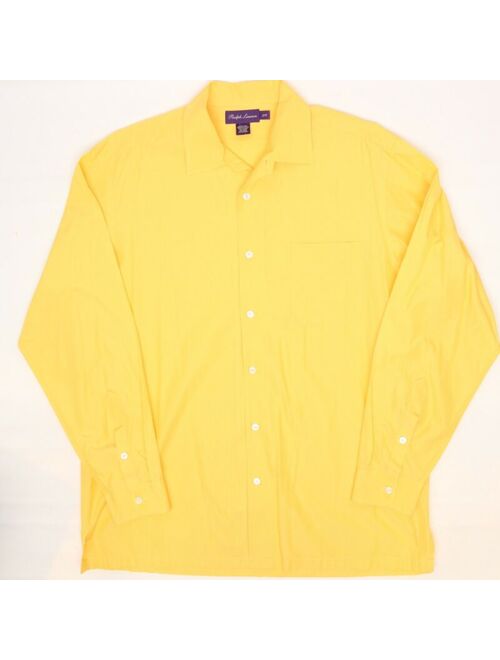 Polo Ralph Lauren Ralph Lauren Purple Label Mens Dress Shirt L 17/36 Solid Canary Yellow Button