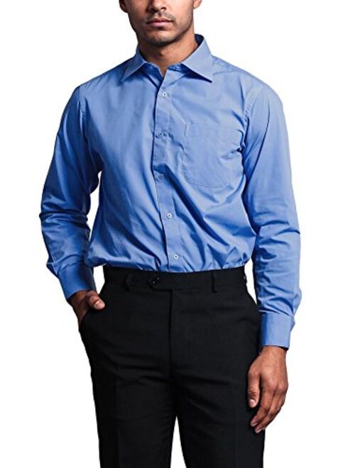 G-Style USA Men's Regular Fit Long Sleeve French Convertible Cuff Dress Shirt