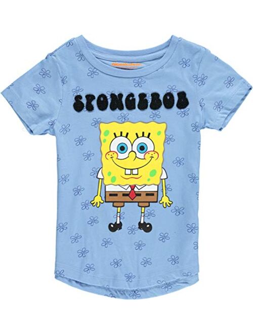 Spongebob Square Pants Girls T-Shirt All Over Print with Chenille Patch Lettering