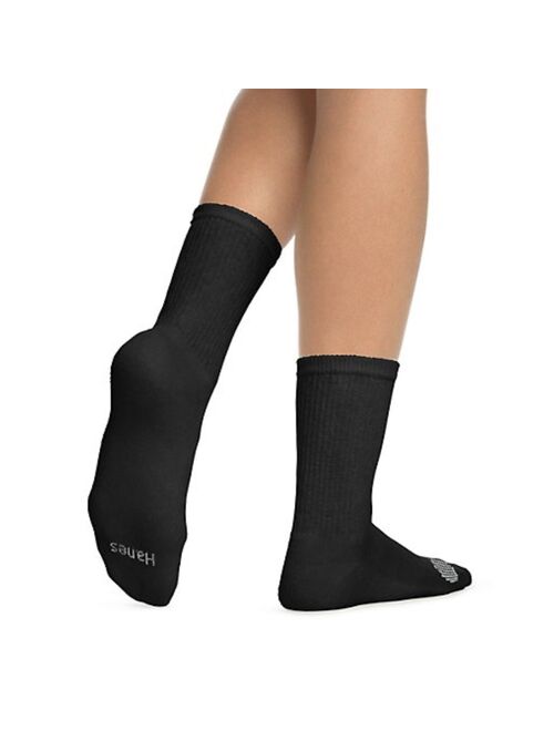 Hanes Womens Cool Comfort Crew Socks 6-Pack, 5-9, Black w/White Vent
