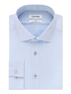 Men's Slim-Fit Non-Iron Performance Spread Collar Herringbone Dress Shirt