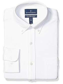 Amazon Brand - Buttoned Down Men's Classic Fit Stretch Knit Dress Shirt, Supima Cotton, Button-Collar