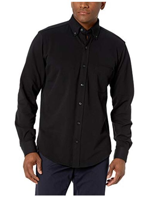 Amazon Brand - Buttoned Down Men's Classic Fit Stretch Knit Dress Shirt, Supima Cotton, Button-Collar