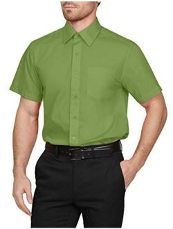 NE PEOPLE Men's Classic Regular Fit Button Down Short Sleeve Solid Color Dress Shirts S-5XL