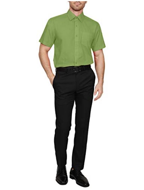 NE PEOPLE Men's Classic Regular Fit Button Down Short Sleeve Solid Color Dress Shirts S-5XL 