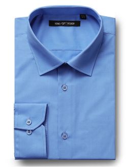 Men's Dress Shirts Regular Fit Long Sleeve Solid Business Casual Dress Shirt for Men