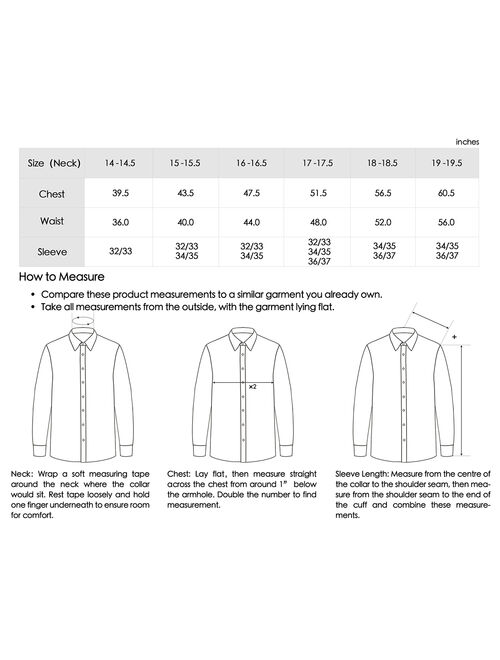 Verno Men's Dress Shirts Regular Fit Long Sleeve Solid Business Casual Dress Shirt for Men